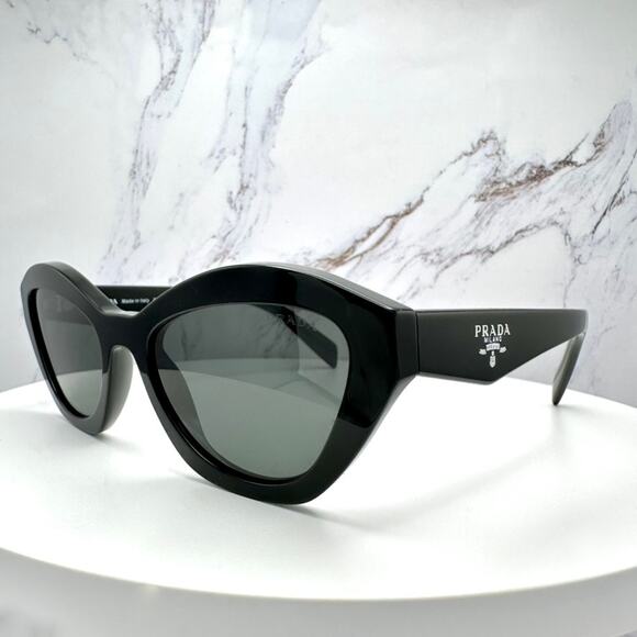 New PRADA Sunglasses Black Butterfly Cat Eye Logo Symbole Logo New - Picture 7 of 16